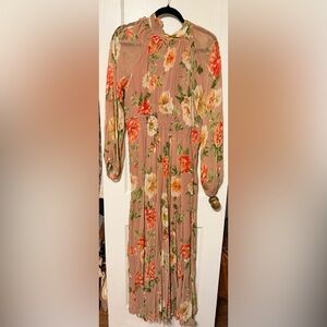 The Somerset Long-sleeve Mock-neck Chiffon maxi dress